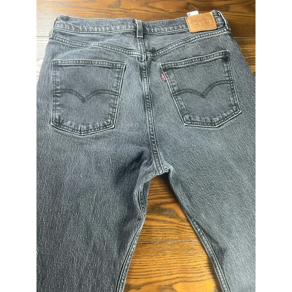 Levis Premium Jeans Womens 32 Black 70s High Flare Distressed Denim Grunge Y2K